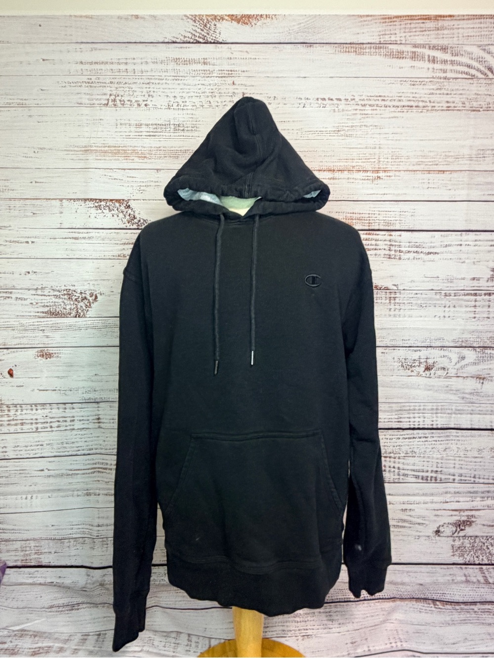 Champion Black Hooded Pullover Sweatshirt